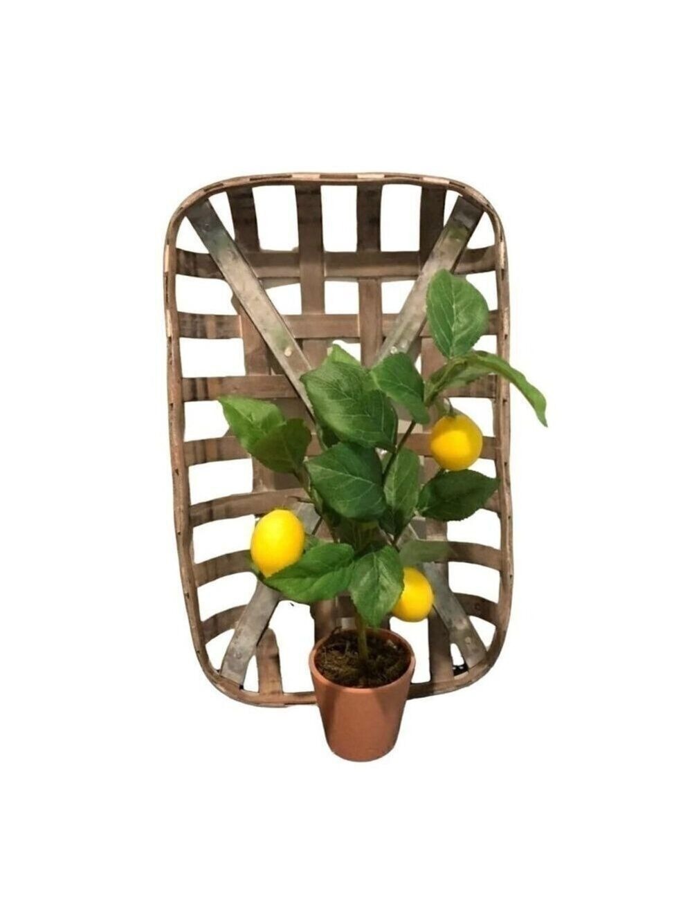 Artificial Lemon Tree Terra Cotta Pot Farmhouse Decor Kitchen 18in Tall Yellow